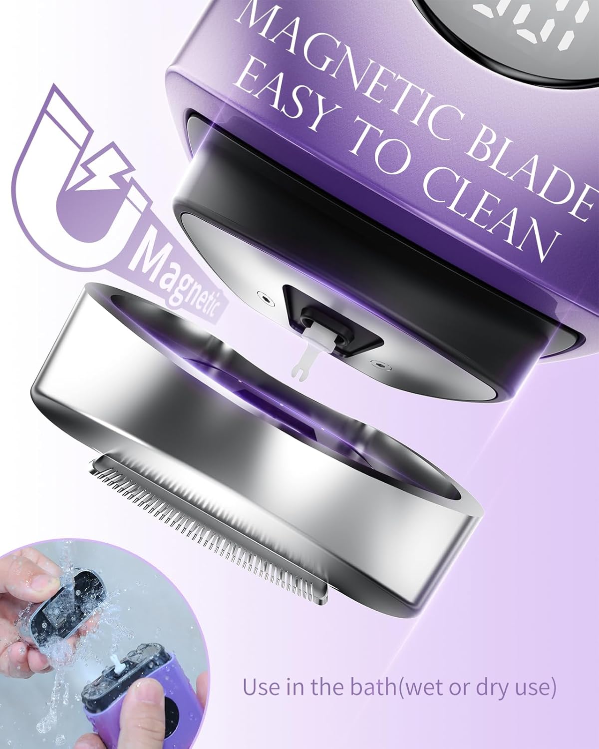 Cordless Electric Razor for Women - Waterproof Rechargeable Shaver with LED Display | Travel-Friendly Wet/Dry Trimmer for Body, Face, Bikini, Arms, Legs