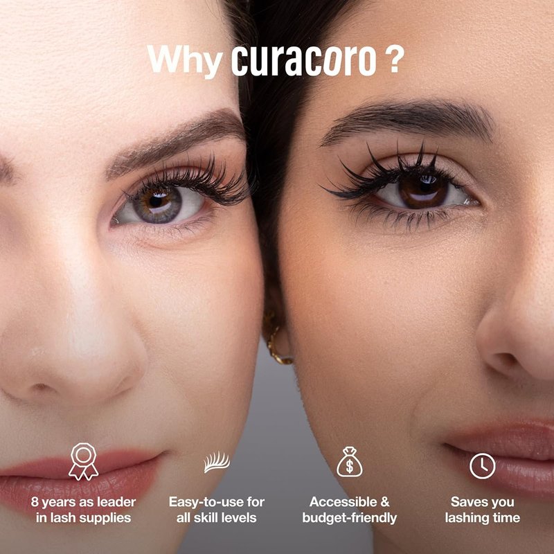 Curacoro Promade Wispy Lash Extensions - 9D 0.05 CC Curl, 11mm Length | Handmade Volume Eyelashes