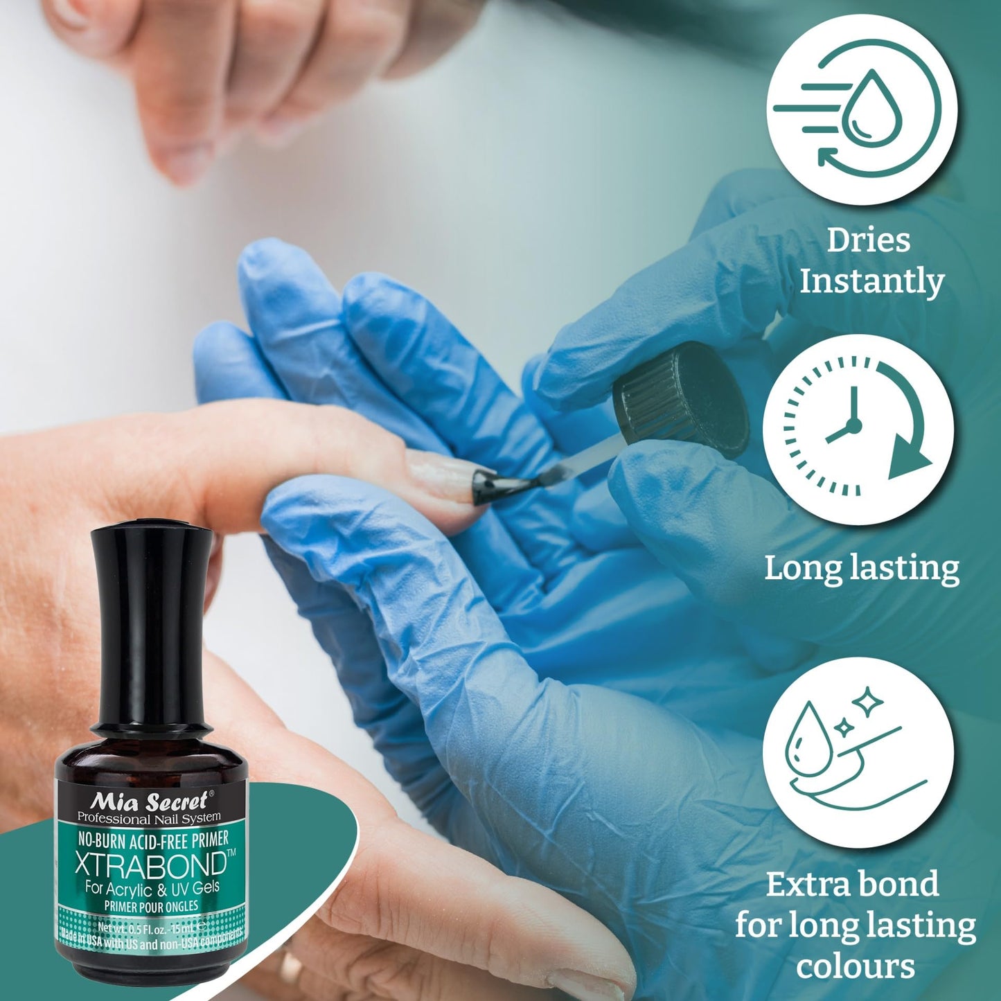 Mia Secret XTRABOND No-Burn Acid-free Primer 1/2 oz. for Acrylic and UV Gels