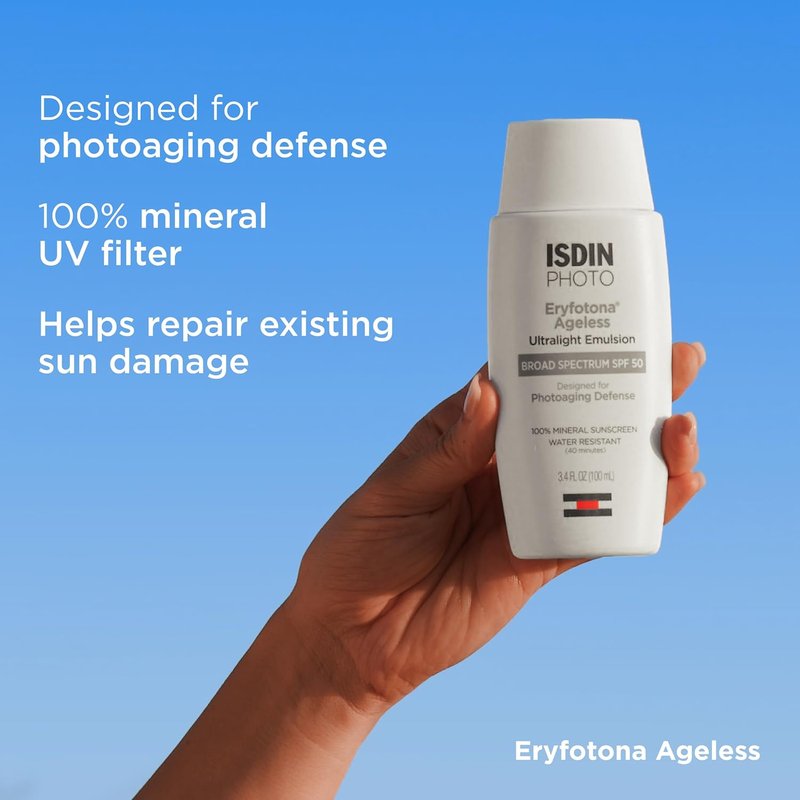 ISDIN Eryfotona Ageless Tinted Mineral Sunscreen SPF 50 - Anti-Aging Face Sunscreen with Zinc Oxide & Vitamin E | Universal Tint, No White Cast
