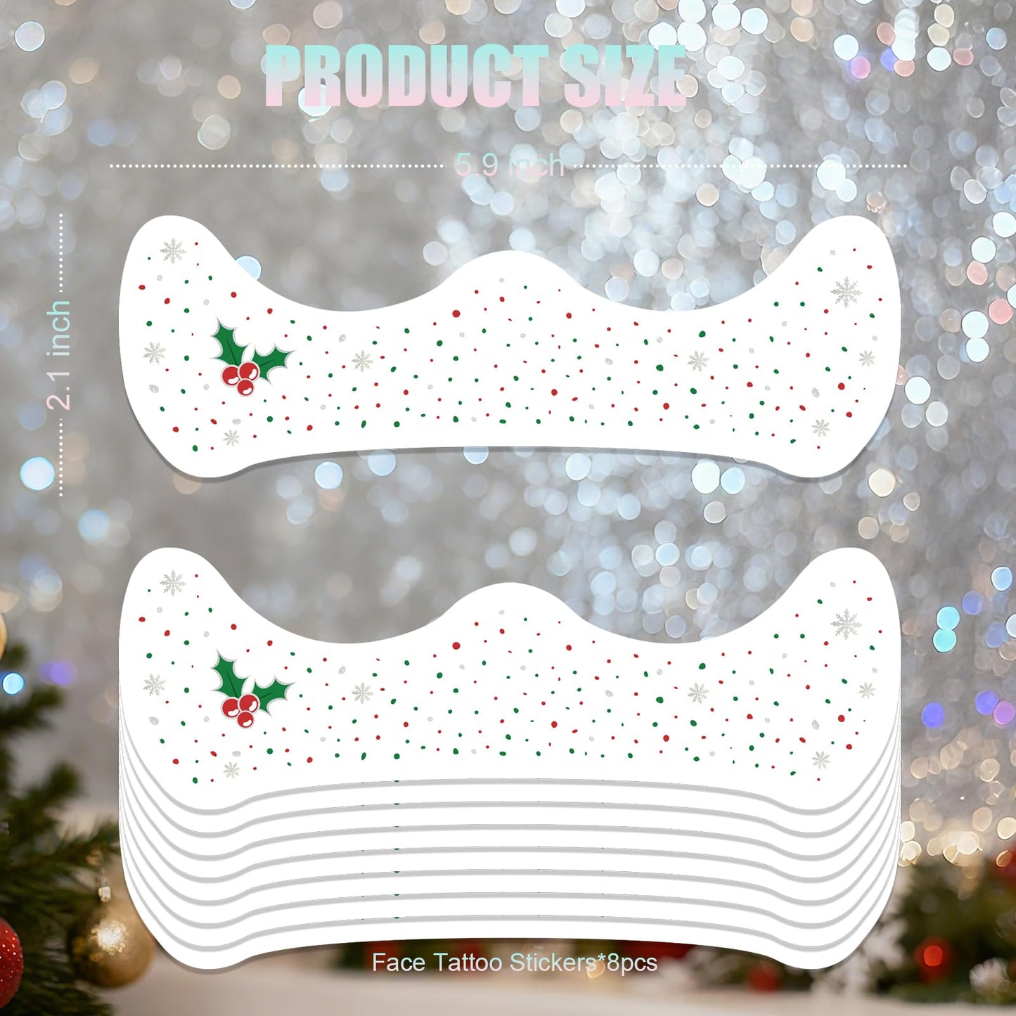 Ovasorve Christmas Face Freckles Tattoos - Enchanted Holly, Snowflakes & Berries in Classic Red, Green & White Tattoos for Christmas Costume Women, Xmas, Holiday Makeup, Festival, Stocking Stuffer