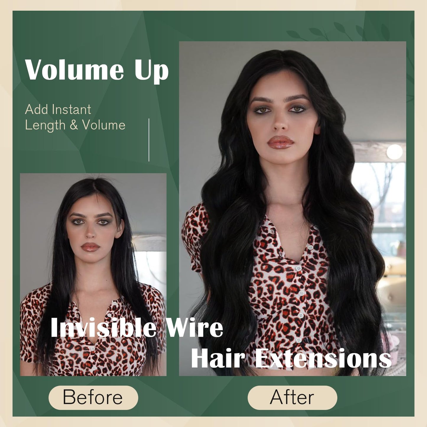 Ugeat Wire Hair Extensions Black Invisible Wire Hair Extensions Jet Black Wires Hair Extension Human Hair Ease Of Application 16 Inch 80g