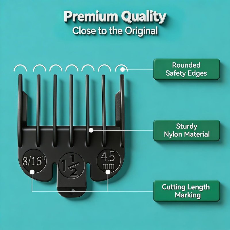 Wahl Clipper Guards Set - Replacement Clipper Guides for Most Wahl Clippers | 1/16" to 3/16" - 3 Piece Black Set