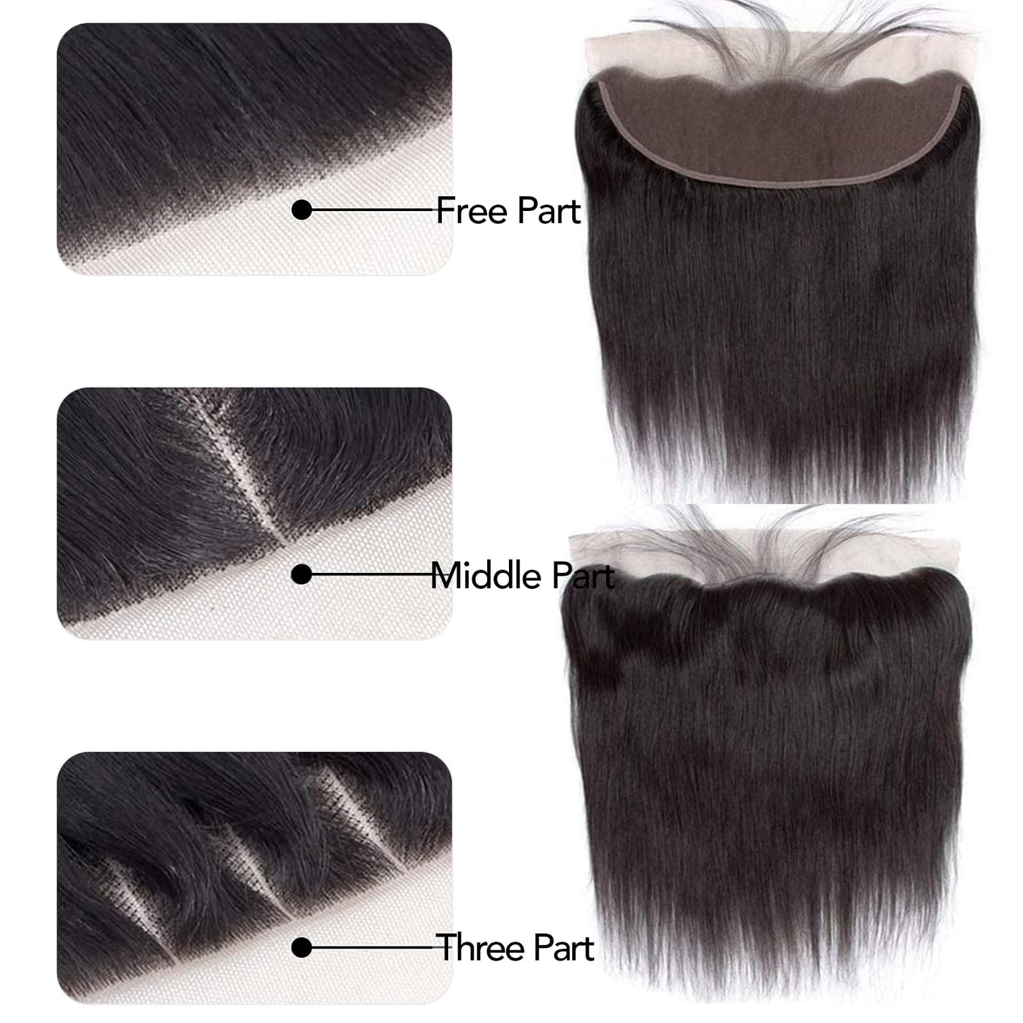 13x4 HD Lace Frontal Closure Human Hair Straight HD Lace Closure Human Hair Free Part 22 Inch Natural Black Frontal HD Lace