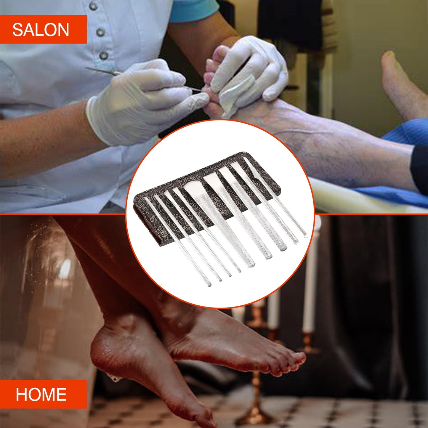 Pedicure Knife Kit 9Pcs, Nail Knives Tools, Foot Care Supplies with Storage Bag