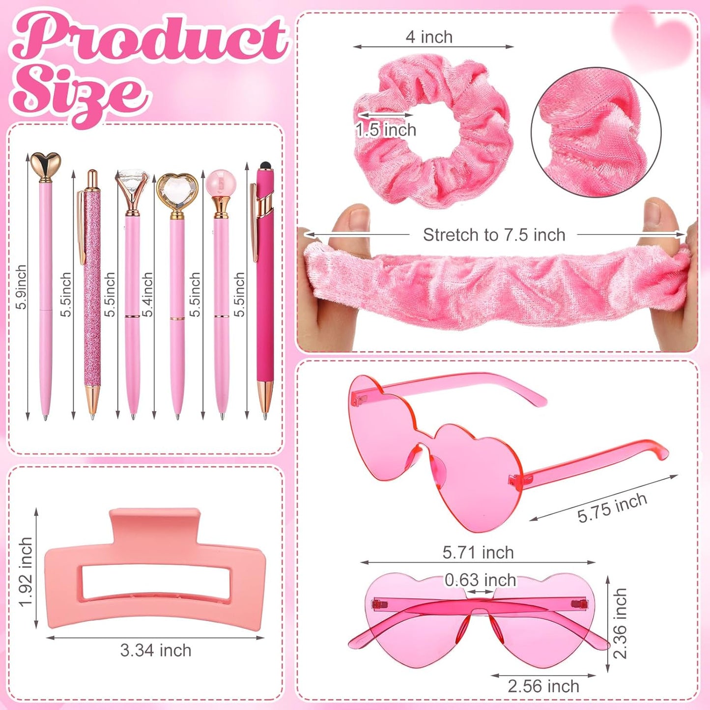 **Galentine's Gift Set - 48 Pcs Pink Makeup Bags, Hair Accessories & Party Supplies for Her | Perfect for Valentine's Day**