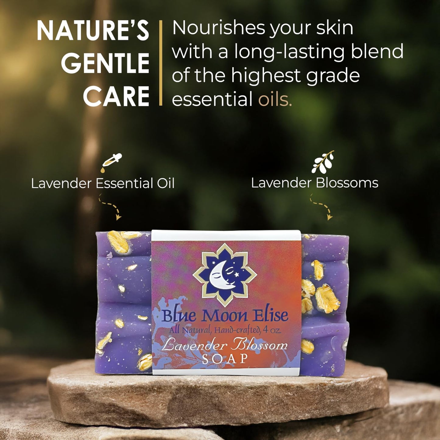 Blue Moon Elise Patchouli Sage All Natural Bar Soap, Scented with Premium Essential Oils, Handmade in the USA, Moisturizing and Therapeutic for Face/Body, For Men and Women & Sensitive Skin (5 Pack)