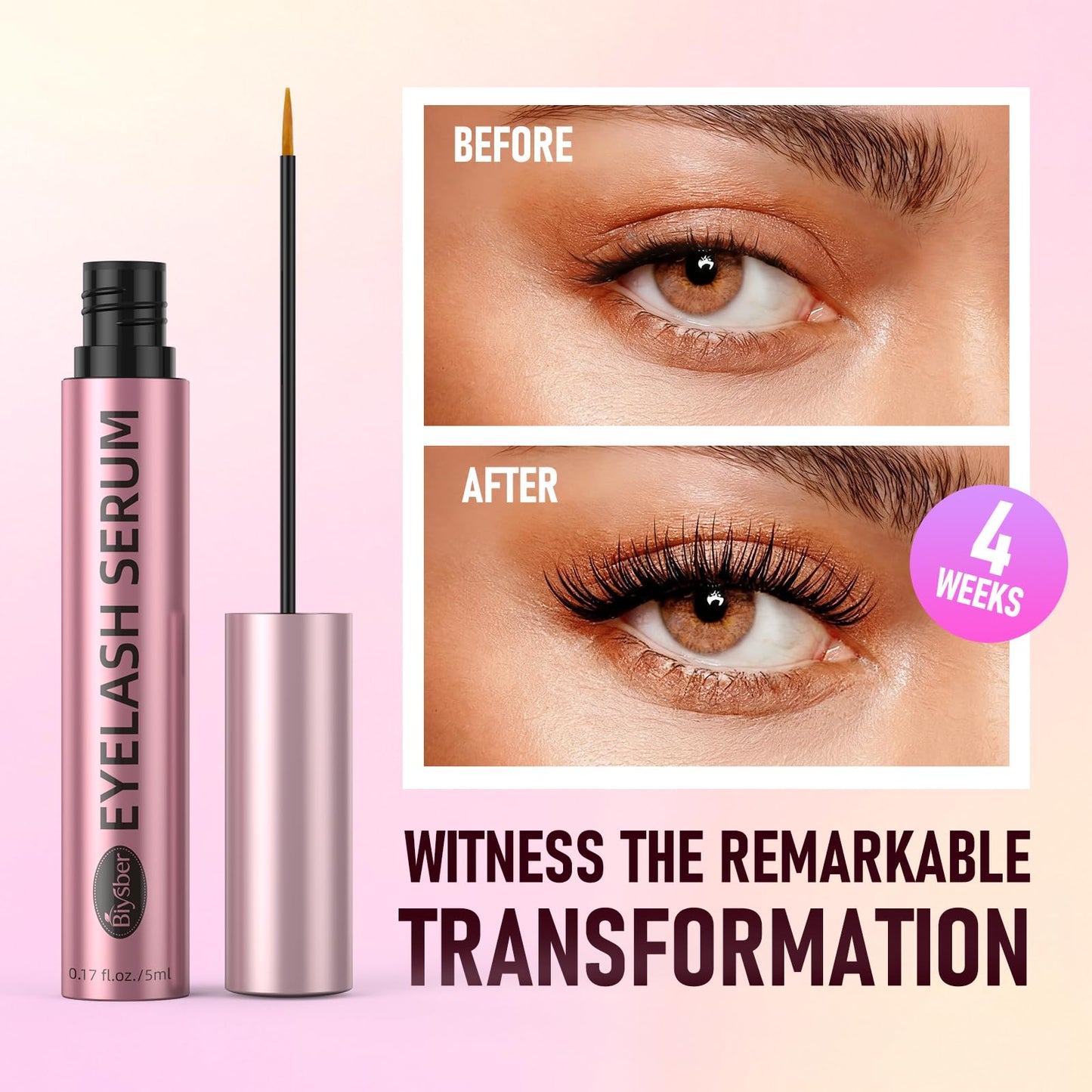 Lash Serum for Eyelash Growth – Advanced Lash & Brow Enhancer for Longer, Fuller-Looking Lashes, Nourishes and Strengthens for Visible Results, Gentle Formula for Sensitive Eyes