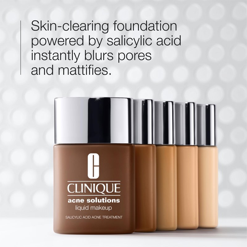 Clinique Acne Solutions Liquid Foundation Makeup With Salicylic Acid For Dry Combination to Oily Skin Types | Medium Coverage, Natural Matte Finish, Ginger, 1.0 Fl Oz