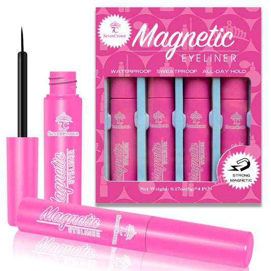 7C SEVENCROWN Eye Liner Magnetic Eyeliner Black Waterproof Liquid Eyeliner,Upgraded All-Day Hold, Sweatproof, Works Perfectly with Magnetic Eyelashes Kit - 5ml*4 Count