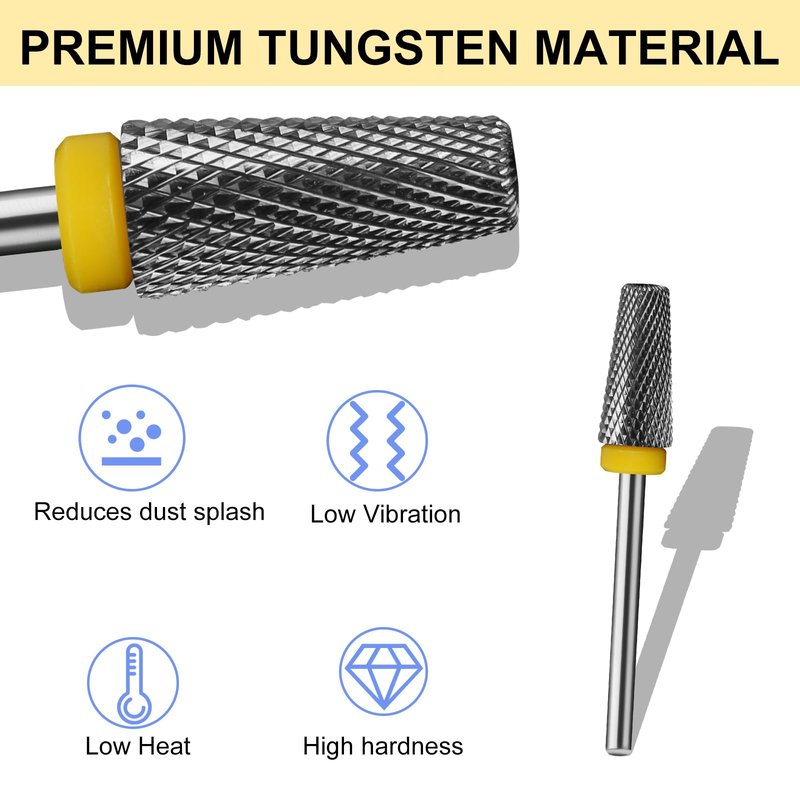 C12rtive 5-IN-1 Tungsten Carbide Bit,Tapered Barrel Electronic Nail Drill Bit for Acrylic Gel Nails Dual Nail Form Remove,3/32 Diameter Nail Bit for E-File Nail Drill(Extra-Fine)