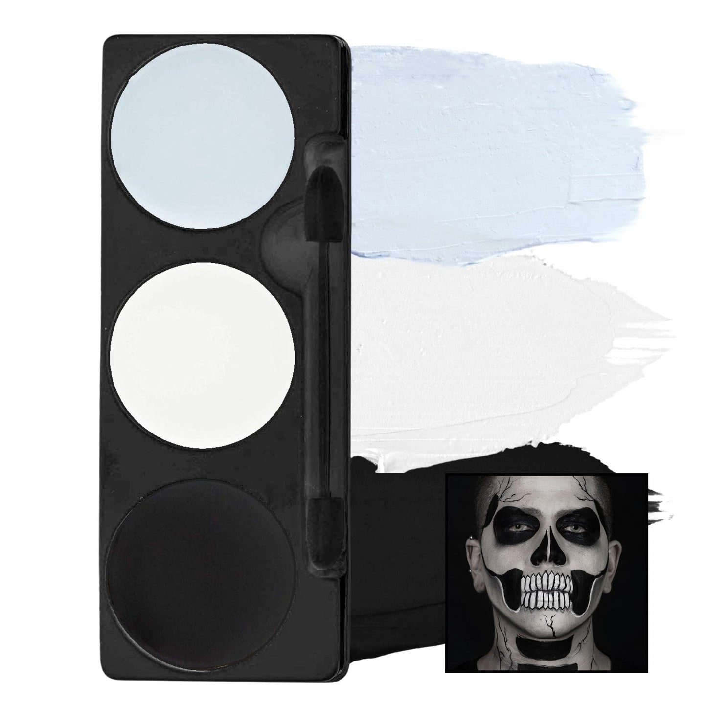 Mehron Makeup Tri-Color Character Makeup Palette | Halloween, Special Effects and Theater Cream FX Palette | Face Paint .7 oz (20 g) (Skeleton)