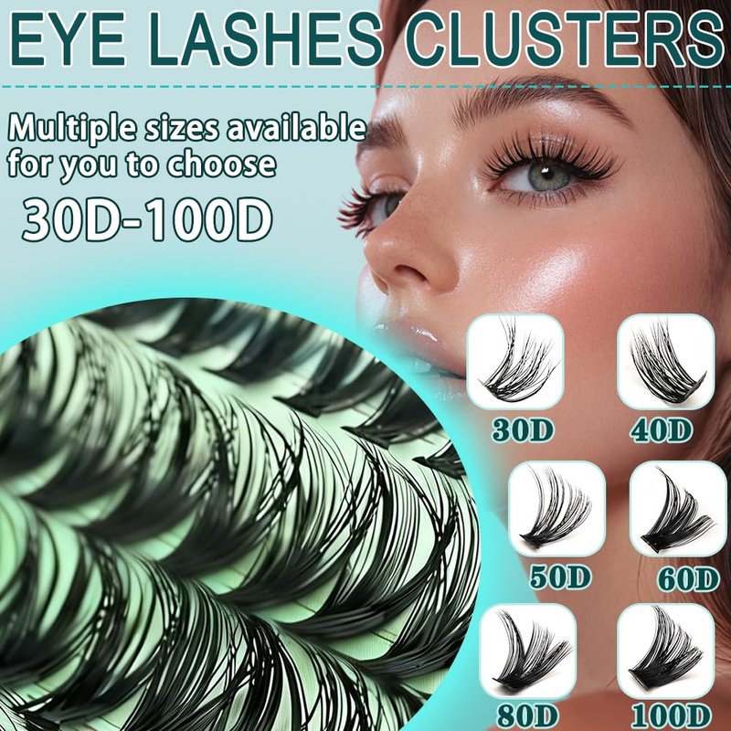 Lash Clusters Kit - 640pcs Wispy 30D/40D D Curl Individual Lash Extensions | Natural 9-16mm with Bond & Seal, Brush, Tweezers