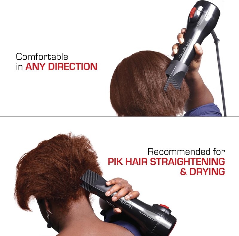 Handleless Ceramic Tourmaline Hair Dryer & Vent Brush - Fast Drying, Lightweight Design