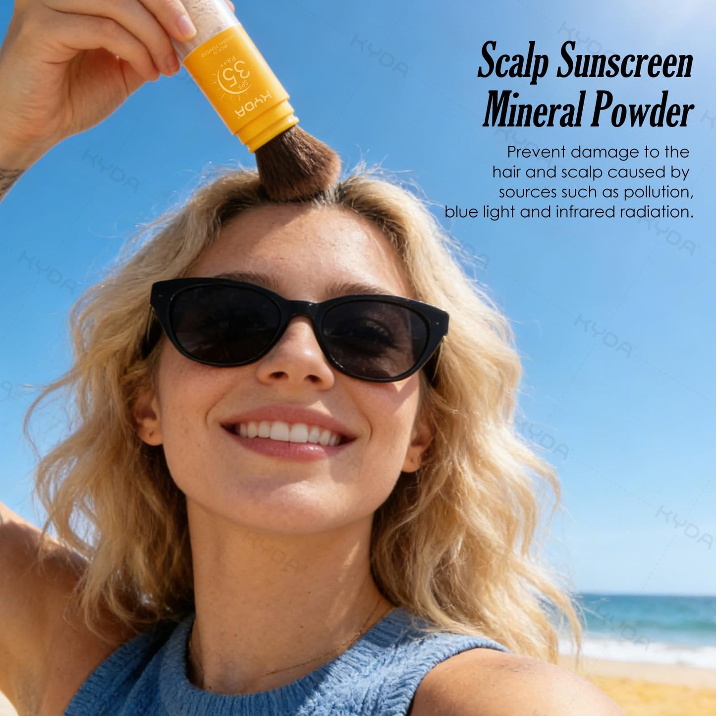 KYDA Mineral Sunscreen Powder for Face & Scalp Hair, SPF 35 Scalp Sunscreen, Hair Sunscreen Spf Powder Lasting Oil Control Matte Loose Powder, Lightweight Breathable for All Skin Type, Translucent