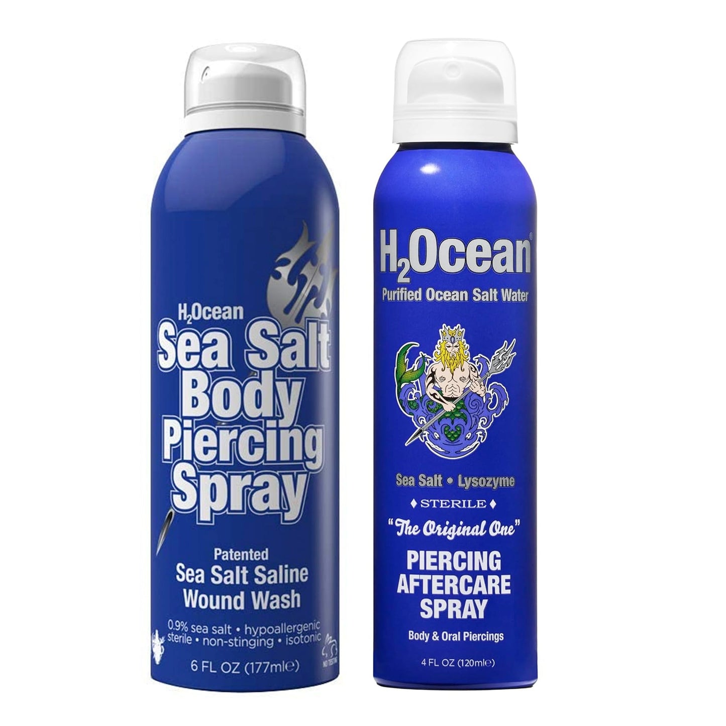 H2Ocean Piercing Aftercare Spray 4oz + Sea Salt Body Piercing Spray 6oz