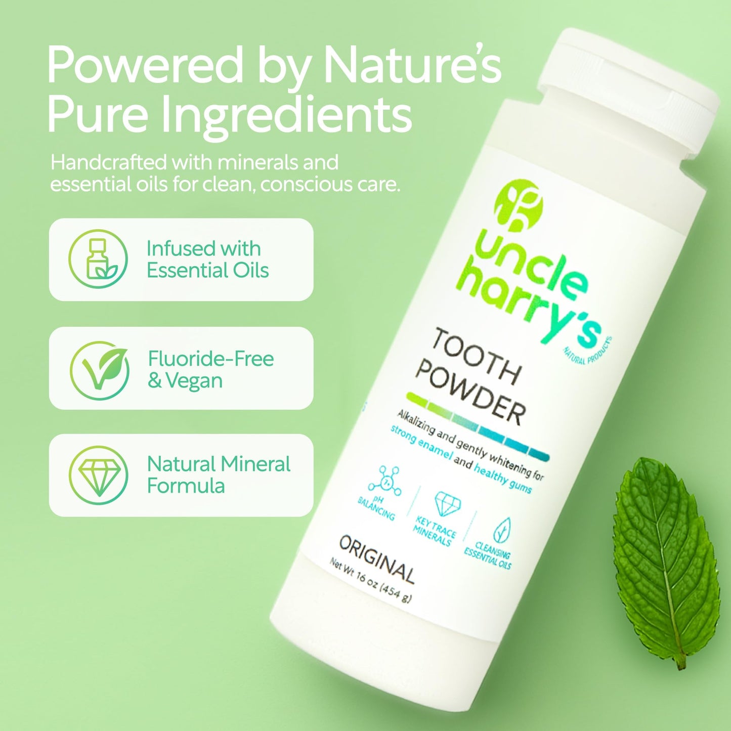 Uncle Harry's All Natural Tooth Powder, 16oz