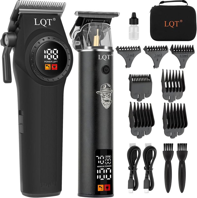 Professional Cordless Hair Clippers for Men - Wireless Hair Cutting Kit with LCD Display | Rechargeable Trimmers Set
