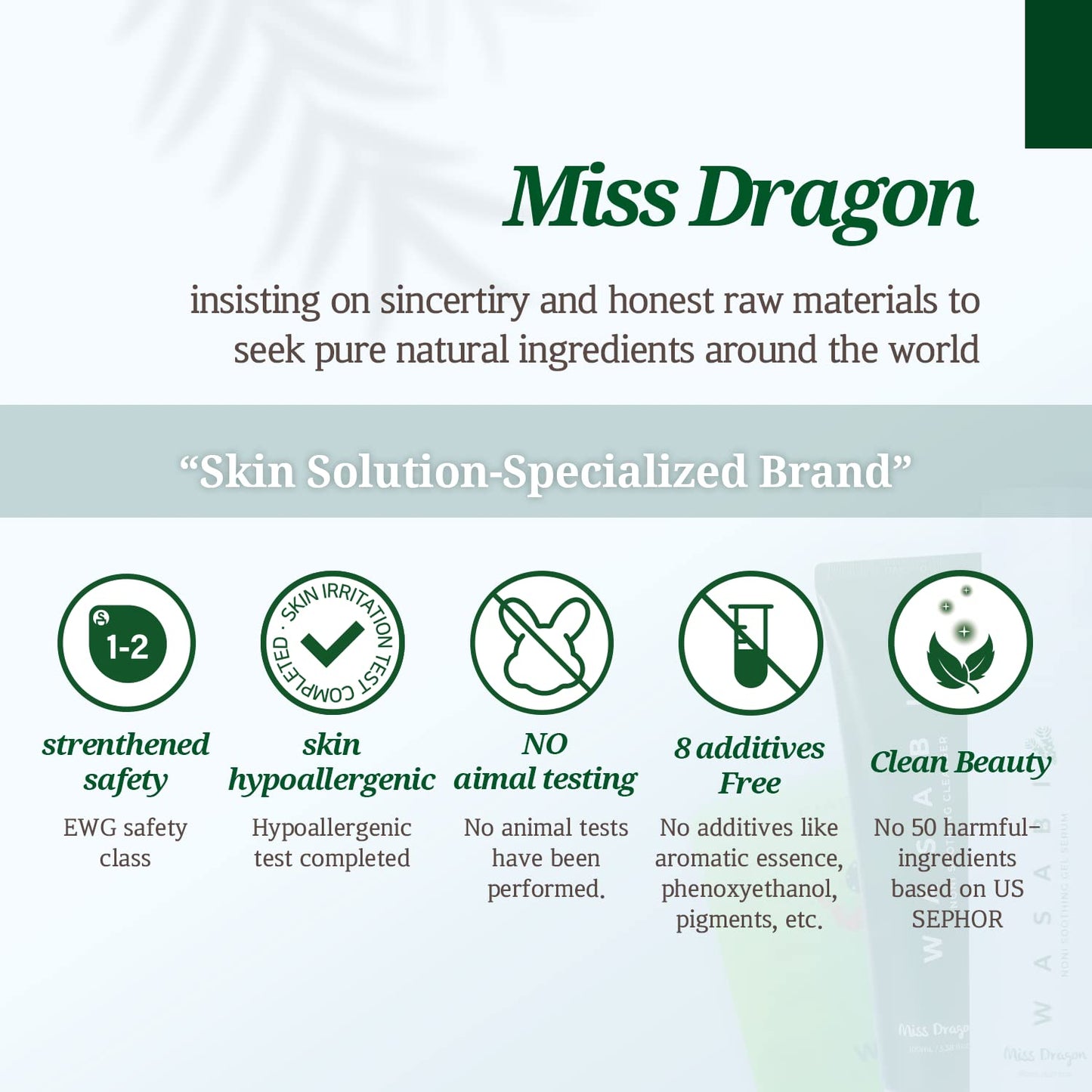 miss dragon Wasabi Noni Soothing Gel Serum (5.07 fl.oz.) – Calming Gel Moisturizer for Sensitive & Acne-Prone Skin, Vegan Korean Skincare, pH 5.5, Hyaluronic Acid