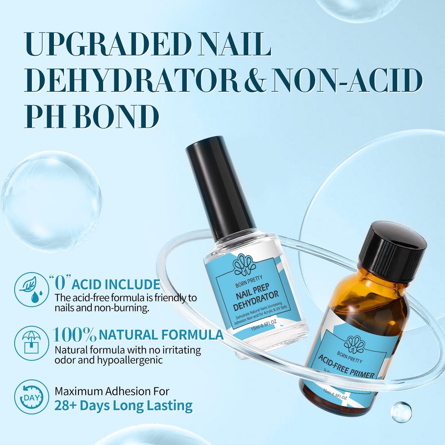 BORN PRETTY Poly Nail Extension Gel Kit with Nail Prep Dehydrate and Bond Primer Set