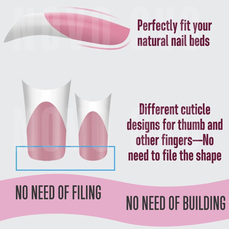NOVO OVO Halloween White French Tip Duck Feet Nail Tips BERRY PINK Full Cover Press on Acrylic with Moon Curve, Thick Medim Long Pre-Etched Matte Wide Soft Gel False Nail Extension x 15 Sizes 150 pcs