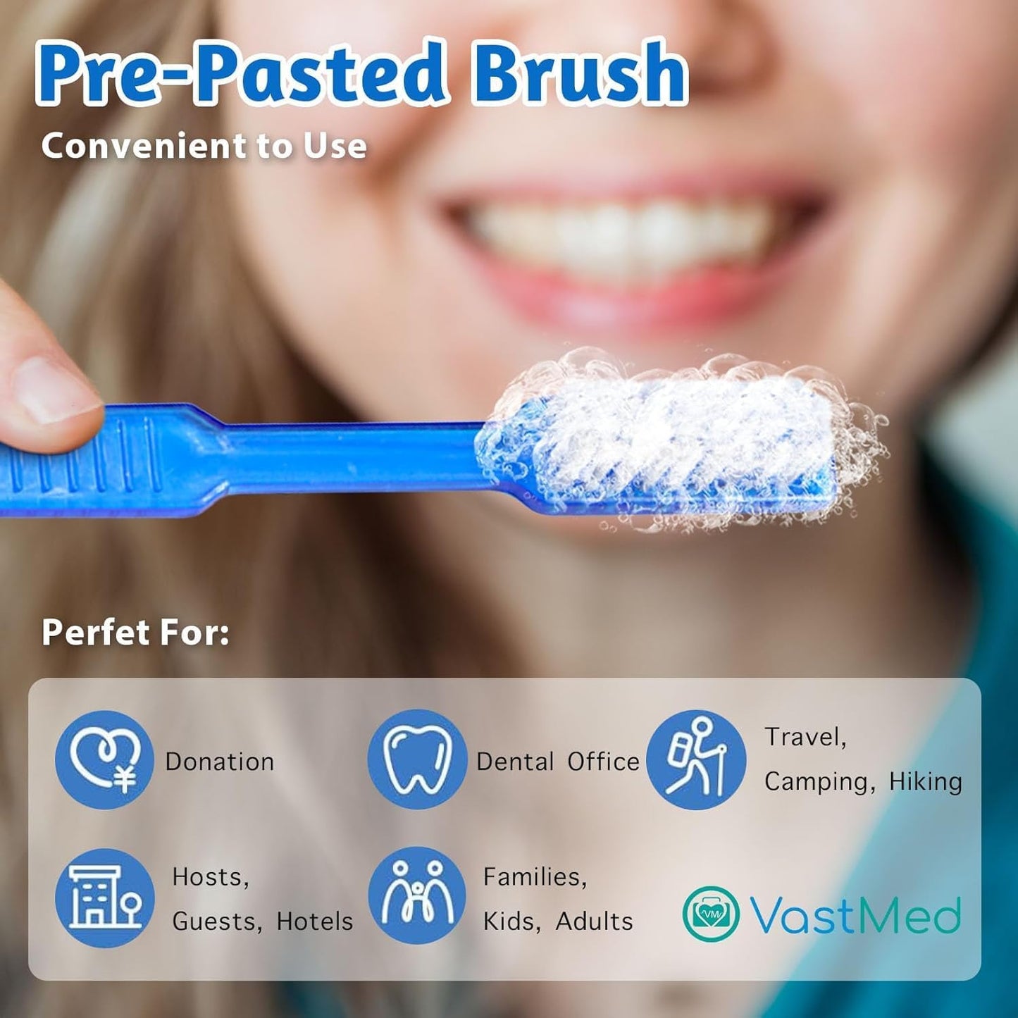 Disposable Pre-Pasted Toothbrushes - 200 Individually Wrapped Single Use Brushes | Ideal for Travel, Camping, and Gifts | Multi-Color