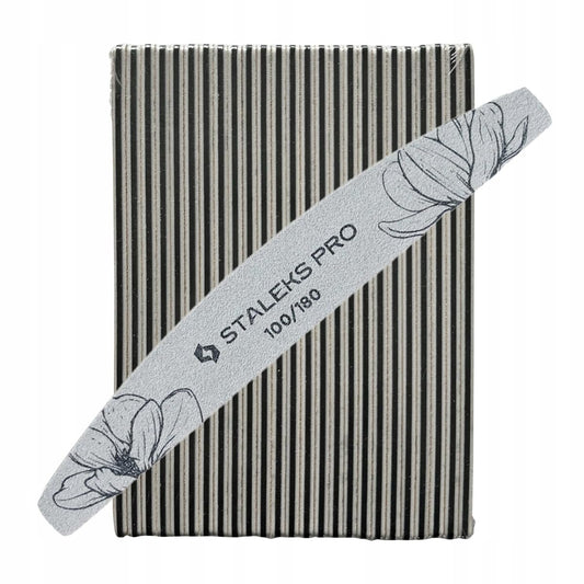 STALEKS PRO Expert 40 Crescent Mineral Nail File (100/180 Grit, 25 Pcs) – Professional Double-Sided File for Artificial & Natural Nail Shaping