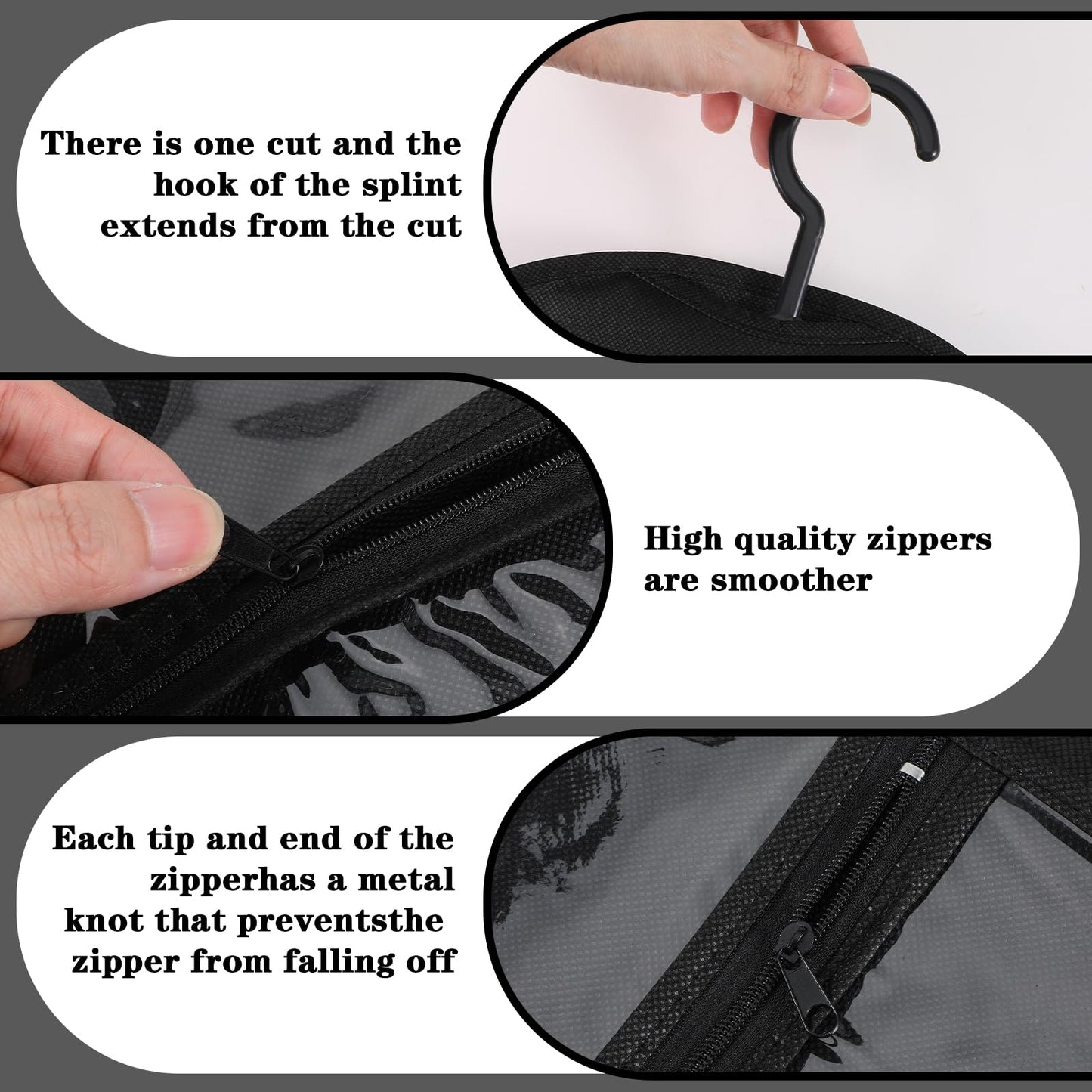 Ptwola 12PCS Wig Storage Hanger, Dust-proof Hair Extension Holder Organizer Bags with Hook Breathable Easy Carry Home Hair Salon Travel Use for Multiple Wigs Care Accessories(Black)