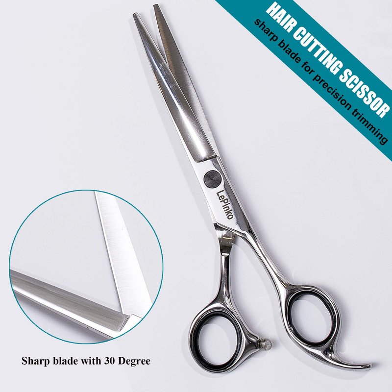 LePinko Hair Cutting Scissors Set, Professional Trimming and Thinning Shears Kit, 6.5 Inch Japanese Stainless Steel With PU Case and Carbon Anti-static Comb, Hairdressing For Home, Salon, Barber
