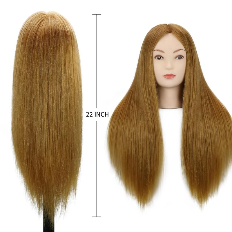 Human Hair Mannequin Head - 22 Inch Training Head for Hairdressers | Realistic Blond Cosmetology Practice Doll