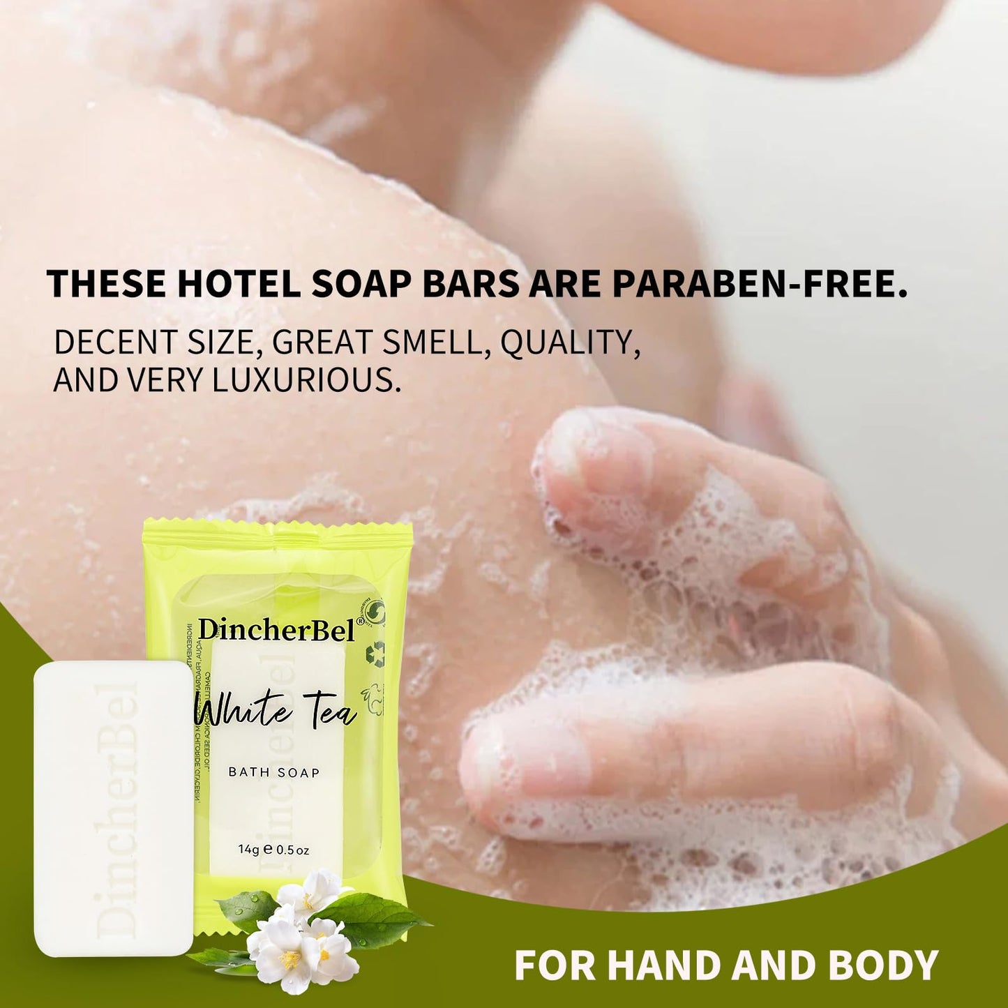 DincherBel 200 Pack 0.5oz Small Soap, Mini Rectangles Cleansing Bars Soap Bulk Travel Size, Individually Wrapped Toiletries Amenities for Hotel, Airbnb, Shelter, Camping and Travel