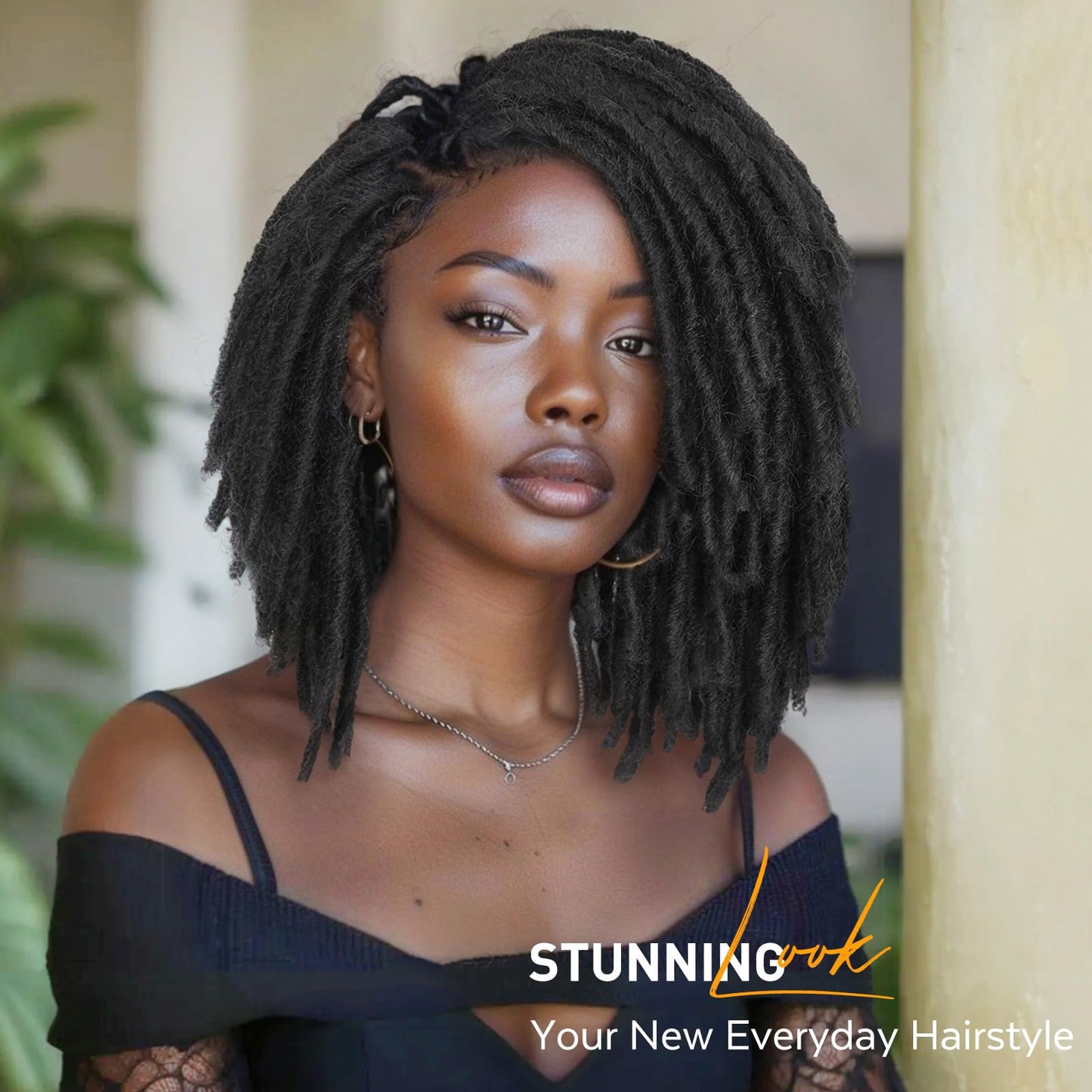 WIGNEE 120 Strands Faux Locs Crochet Hair 10 Inches Short Pre-Looped Soft Dreadlocks 6 Packs Pre-Twisted for Black Women (10 Inch, 1B)