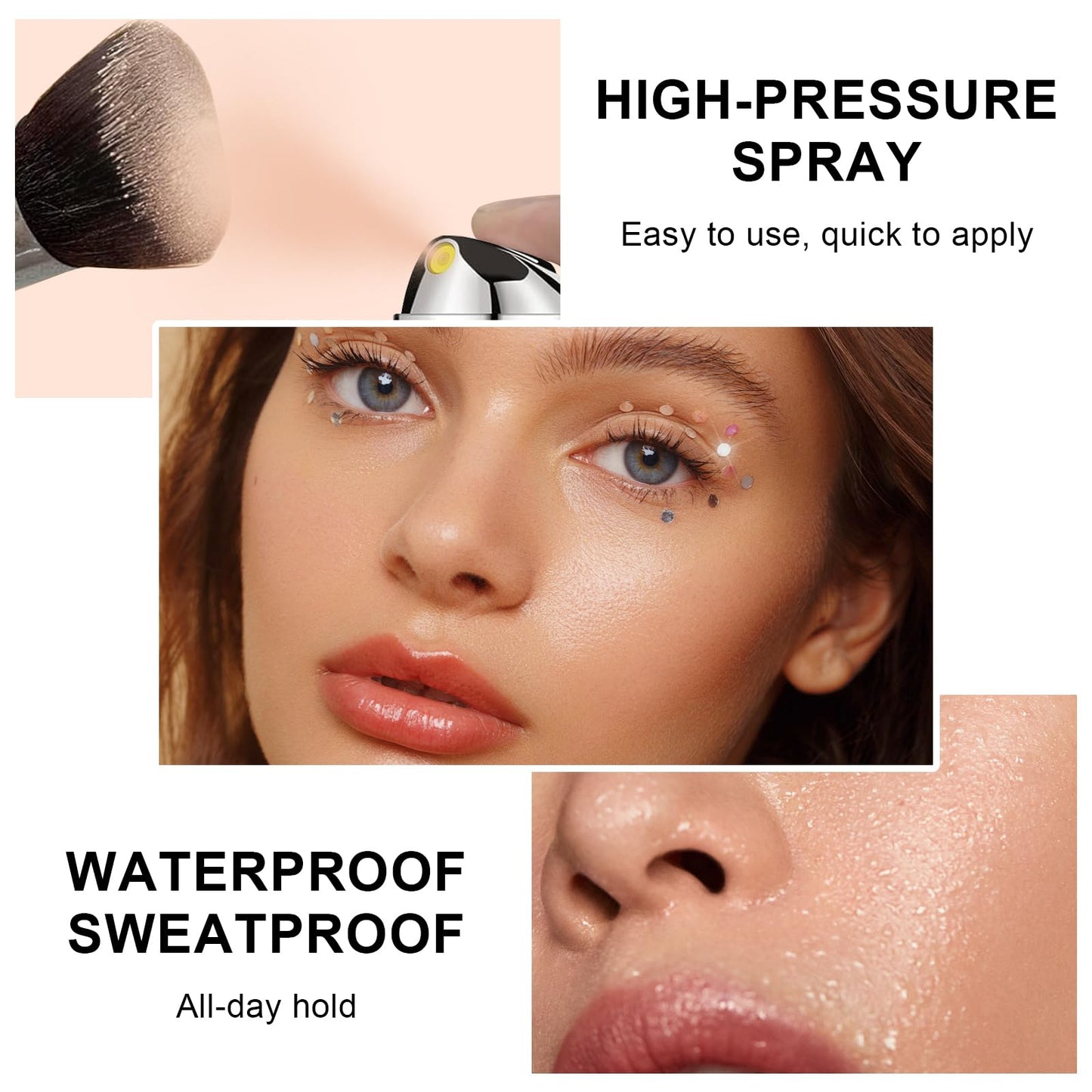 Airbrush Foundation Makeup Spray, Long-lasting Silky Mist Foundation Spray with Brush, Flawless Coverage Foundation for Smooth Radiant Skin, Formula Breathable Moisturizing Makeup (03 Nude)