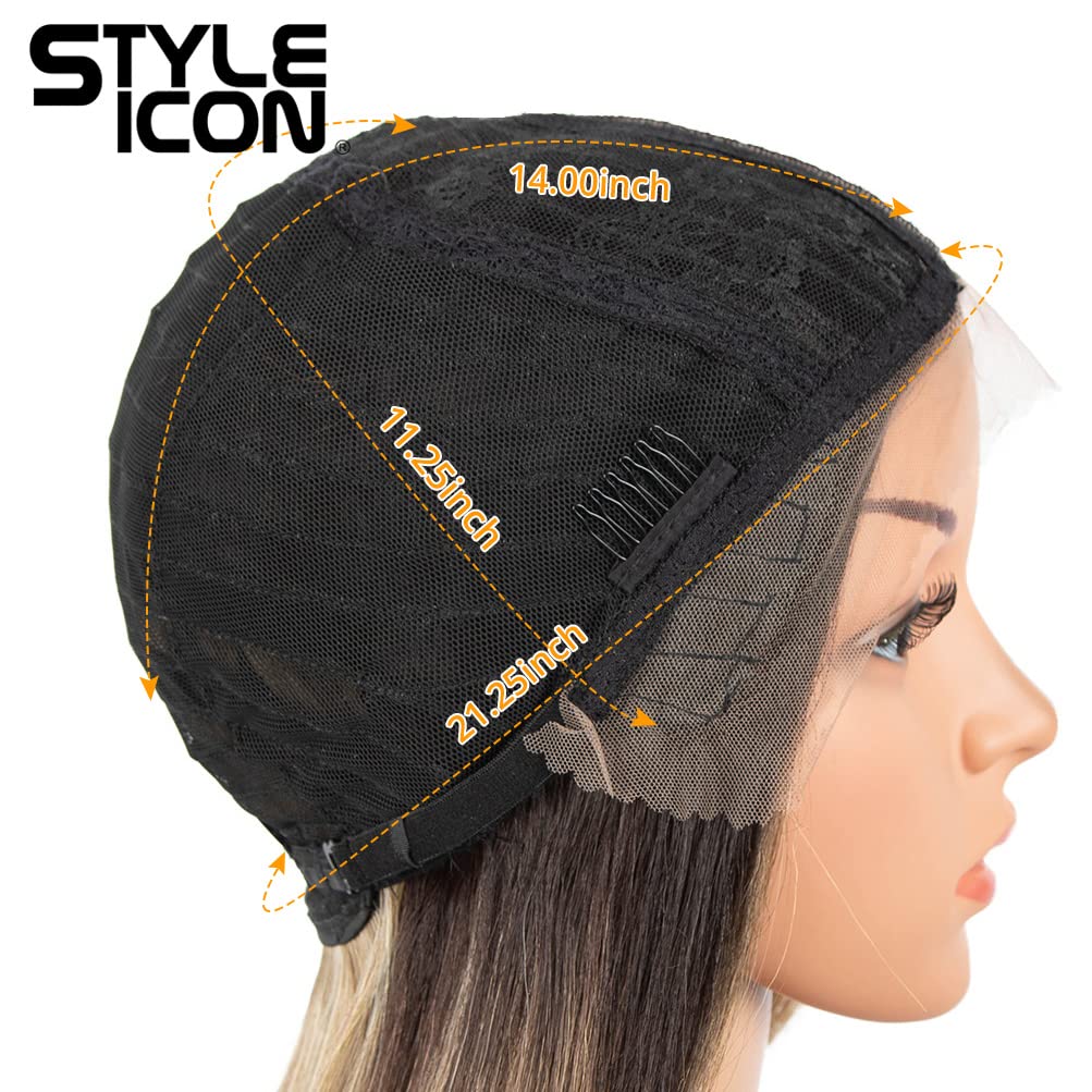 Style Icon 28" Lace Front Wigs Middle Part Lace Wig Long Straight Wig Synthetic Ombre BlondeWig(UPG Lace Wig, SOP22613)