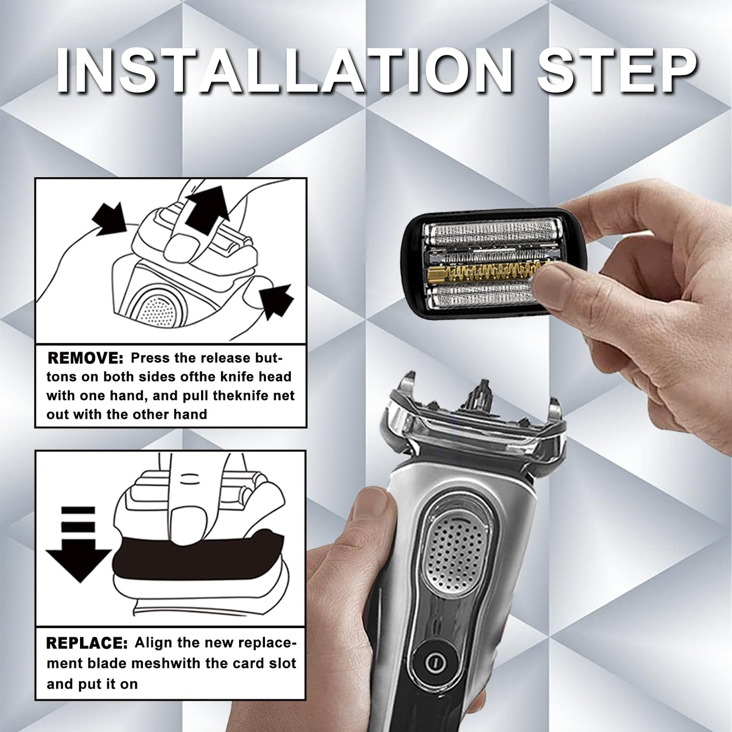 Electric Replacement Shaver Head for Braun Series 9 | 2-Pack Compatible Accessories for 9290cc, 9291cc, 9370cc, 9385cc