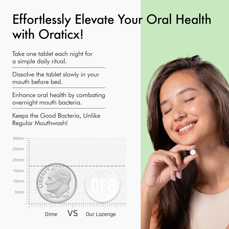OraTicx Oral Probiotics - Fresh Mint Dental Supplement for Bad Breath | 8 Billion CFU, 30 Lozenges (2-Pack)
