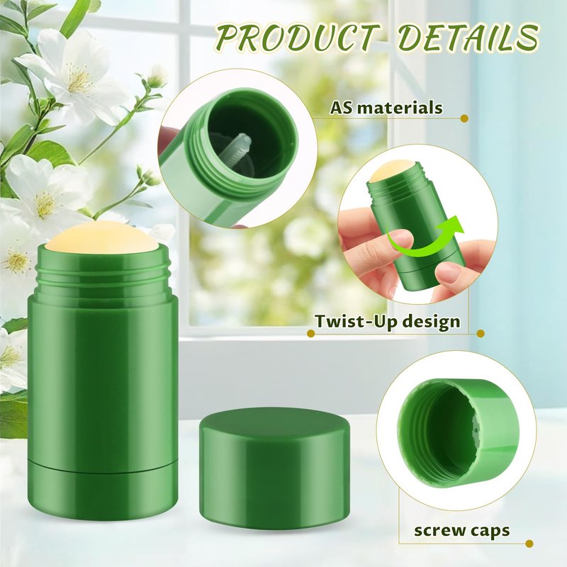 glasstore 24 Pack 40ml/1.3oz Empty Deodorant Containers Twist-Up Refillable Deodorant Tubes Plastic Deodorant Bottles Bottom-fill Lip Balm Tubes For DIY Homemade Deodorant Aromatherapy Balm (green)