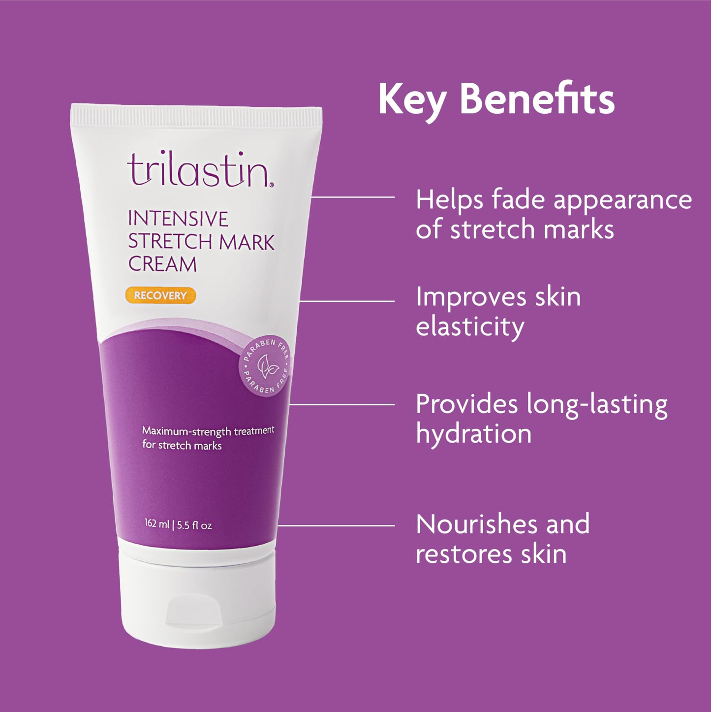 TriLASTIN Stretch Mark Cream – Collagen & Elastin Support Body Cream with Niacinamide, Vitamin C & Vitamin E – Hydrating Stretch Mark Lotion for Belly, Hips & Thighs – Unscented - 5.5 oz