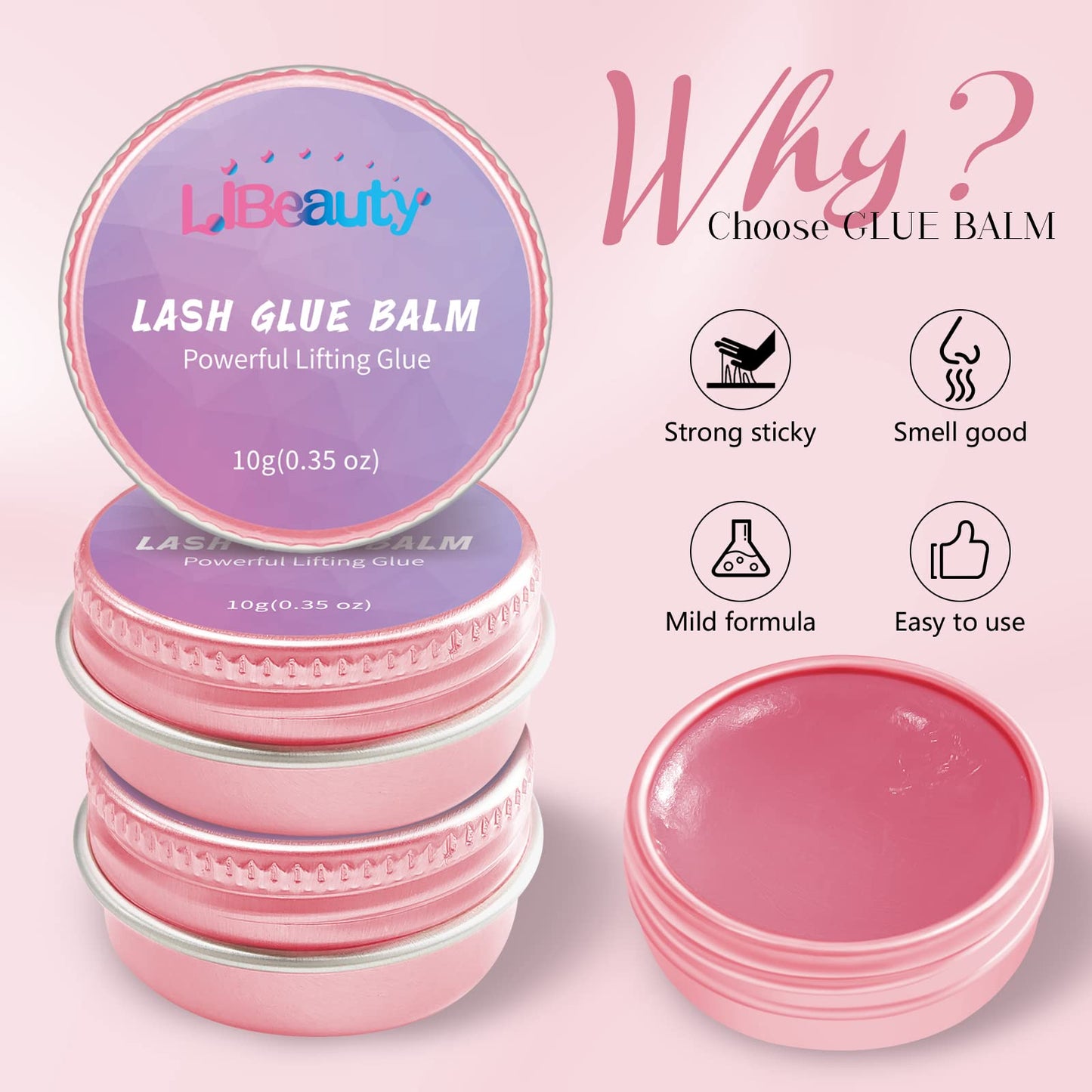 Libeauty Lash Lift Glue Balm Lash Lift Adhesive Strong Sticky Fruit Flavor Eyelash & Eyebrow Perm Glue Balm Brow Lamination Gel (Pink Peach, 10g/0.35oz)