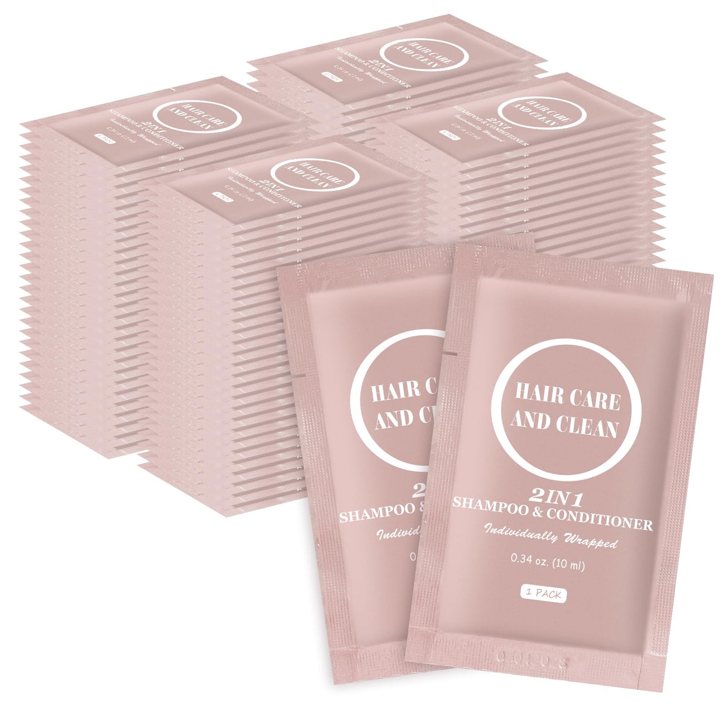 Travel Shampoo & Conditioner, 2 in 1 Shampoo Set Bulk, Mini Size Small Men Women Essential Cleansing Toiletries Amenities for Hotel, Shelter/Homeless/Nursing Home/Charity 0.34 Fl Oz(Pack of 100）