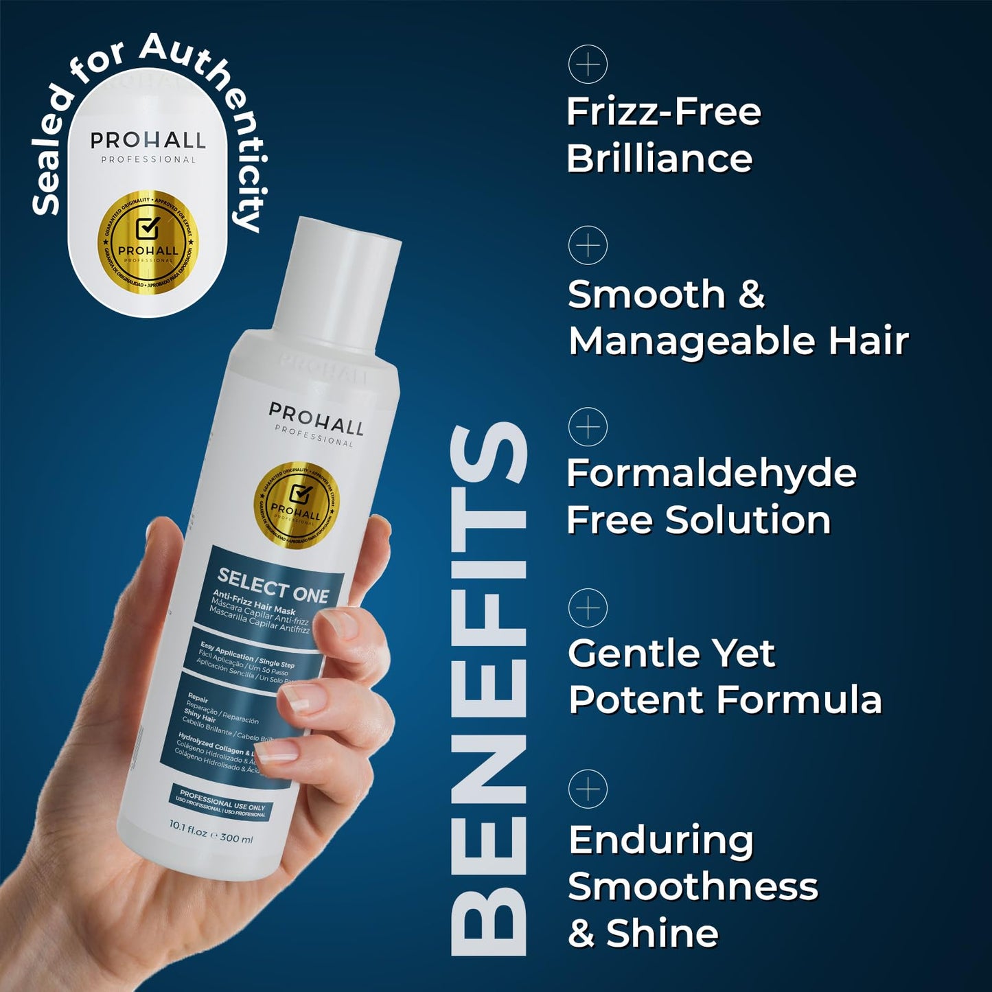 Brazilian Keratin Treatment Blowout Complex-PROHALL SELECT ONE 10.1oz/300ml-Formaldehyde Free Keratin Hair Treatment -Queratina Brasileña Keratina Para Alisar el Pelo Sin Formol