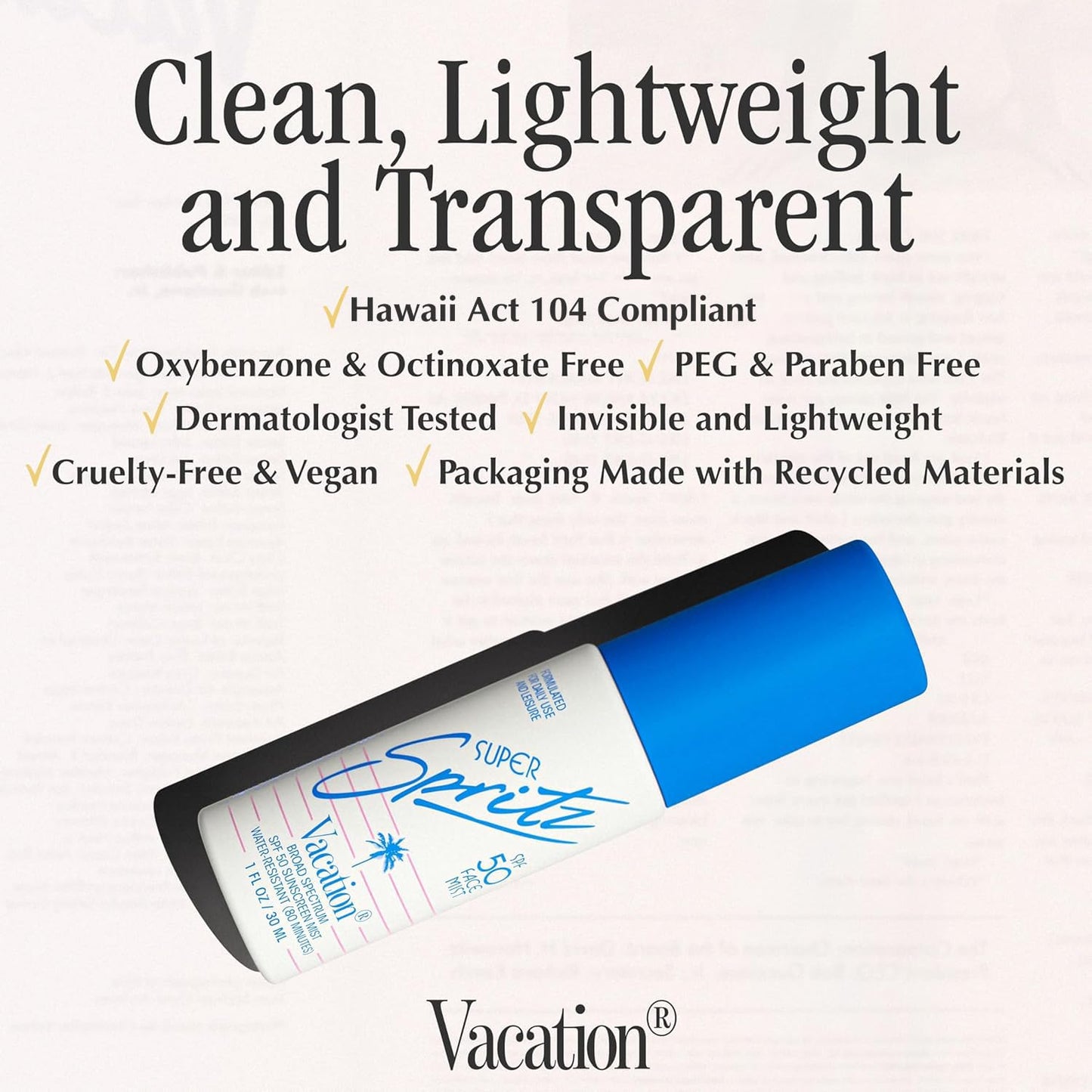 Vacation Super Spritz SPF 50 Sunscreen Face Mist
