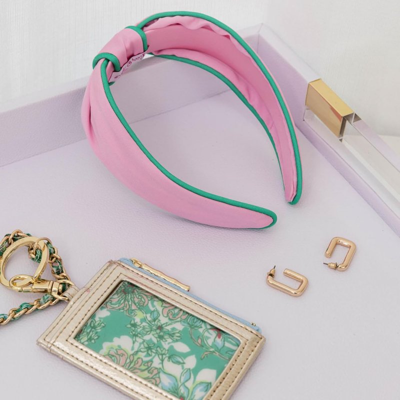 Lilly Pulitzer Pink & Green Low Knot Headband - Colorful Hair Accessory for Women | Conch Shell Pink