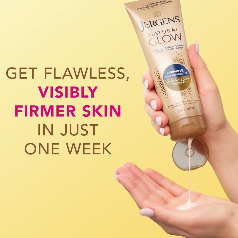 Jergens Natural Gradual Glow Daily Moisturizer Bundle - Firming & SPF 20 Face Cream | 7.5 oz & 2 oz, Medium to Tan