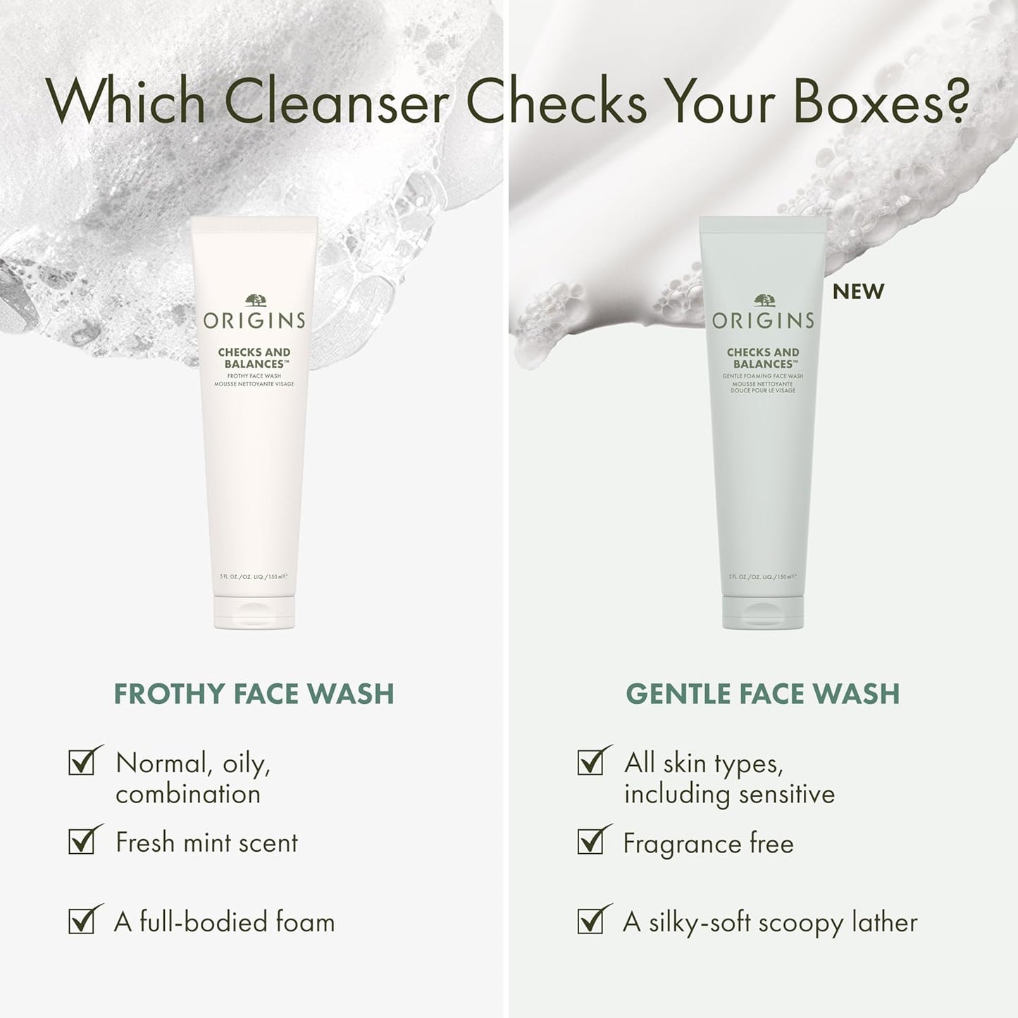 Foaming Facial Cleanser - Origins Checks and Balances Frothy Face Wash for All Skin Types | Gentle & Refreshing