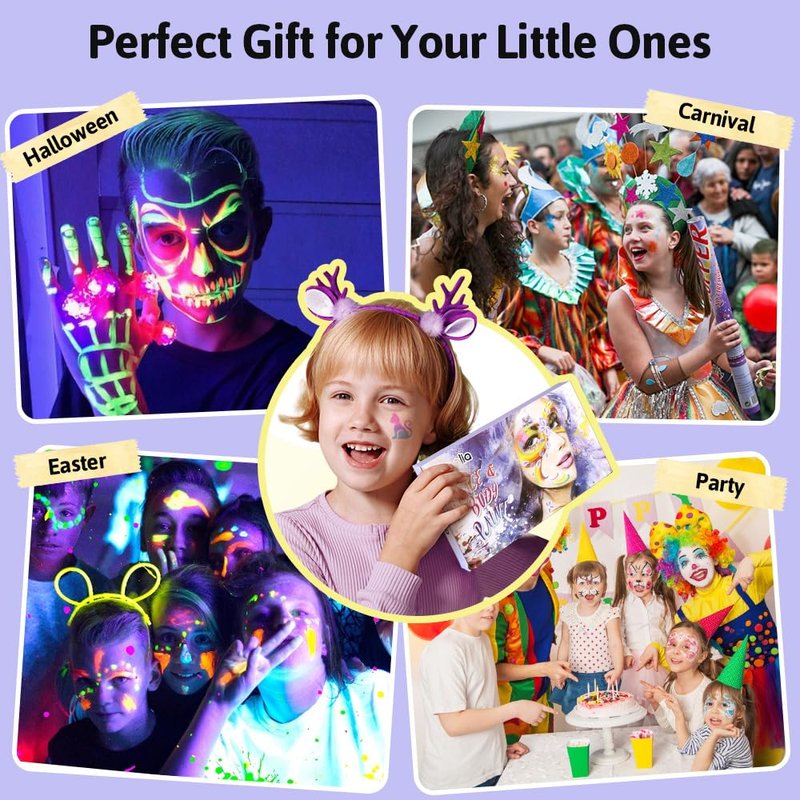 Janolia Face Painting Kit for Kids, Rainbow Face Paint Kit, Water Activated Face Paint, Macaron Color Split Cake Body Paint, Ideal Facepaint Makeup Kit for Kids Party Halloween Carnival Easter