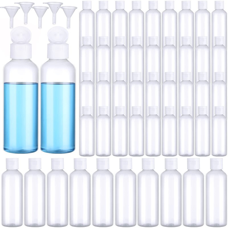 Eccliy 100 Pcs 3.4oz Travel Bottles for Toiletries TSA Approved Leakproof Plastic Empty 100 ml Small Squeeze Bottle Bulk Clear Refillable Shampoo Container for Liquids Cream Cosmetic Shampoo(Clear)