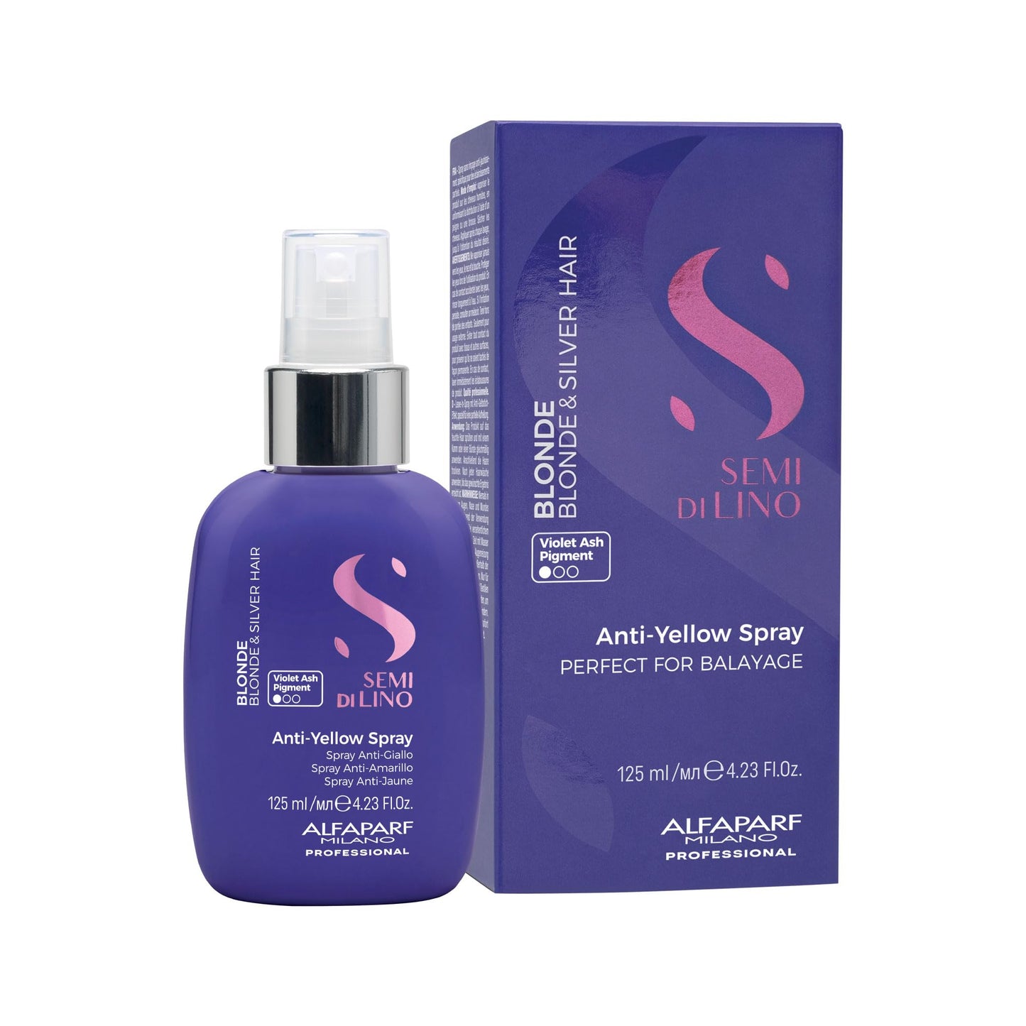 ALFAPARF MILANO Semi di Lino Blonde Anti-Yellow Spray for Blonde, Platinum and Silver Hair - Sulfate Free Lightening Spray - Removes Yellow, Brassy Tones - Detangles, Corrects Brassiness