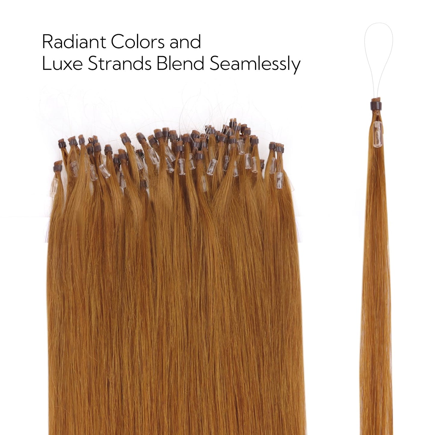 HOTBANANA Micro Ring Hair Extensions Human Hair, 16 inch 50g 50s Auburn Ginger Micro Beads Real Human Hair Extensions Straight Micro Link Micro Loop Hair Extensions