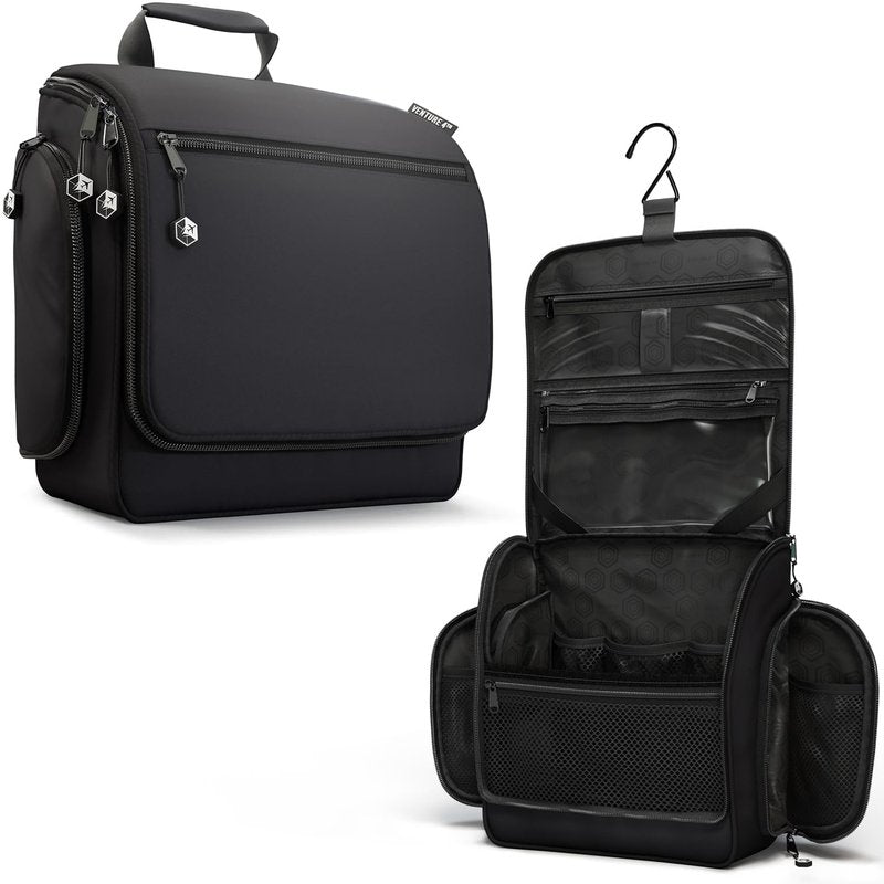 VENTURE 4TH Hanging Travel Toiletry Bag for Women & Men – Large Toiletry Organizer with 18 Compartments, Removable TSA Pouch, Travel Wash Bag for Toiletries, Makeup & Shaving Kit (Black)